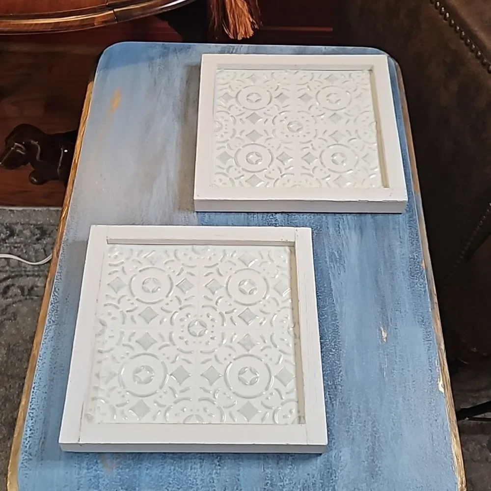 NWT Hobby Lobby White Tin Framed Wall Art Panels | 10